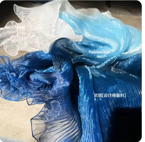 Organza Fabric Water Gloss Yarn Crushed Multi Color Gradient Dress Designer Cloth Diy Apparel Sewing Polyester Nylon Material