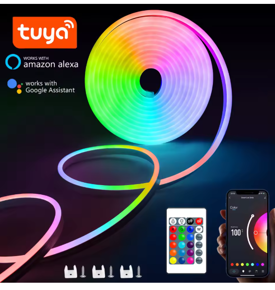 RGB Neon LED Strip 1/2/3/5M IP65 Waterproof DIY USB Neon Strip Tuya App Remote Control Flexible Ribbon for Home Decor Lighting
