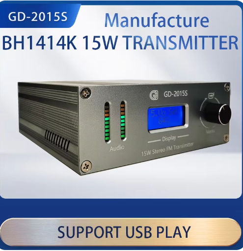 87.5-108MHz GD-2015S 15W FM Transmitter FM PLL Transmitter Stereo FM Broadcasting Continuous Output Transmitter Radio Station