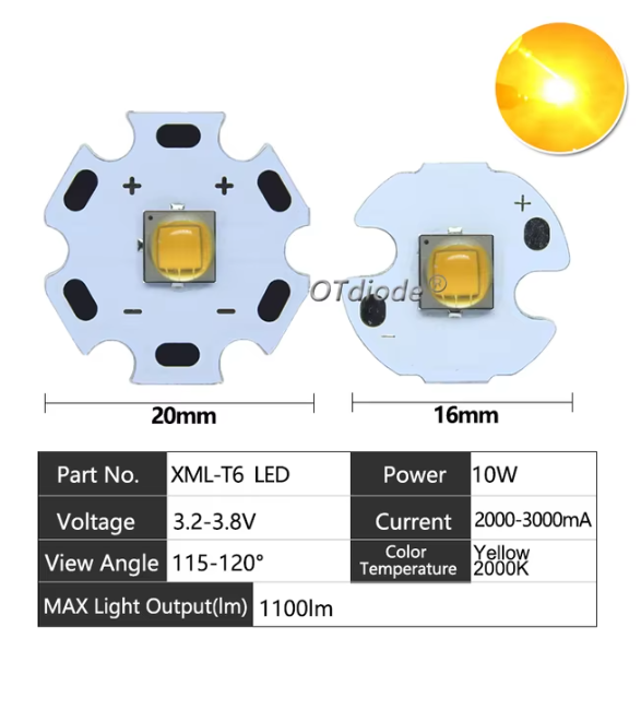 High Power LED 5W-10W 5050 XLM T6 5050-L2 3-3.7V Warm Neutral Cold White Red Green Blue UV Purple Chip Diodes Flashlights Part