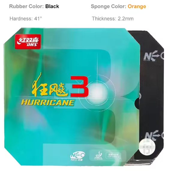 Original DHS Neo Hurricane 3 Table Tennis Rubber Sticky Professional Ping Pong Rubber with High-dense Sponge for Attack Loop