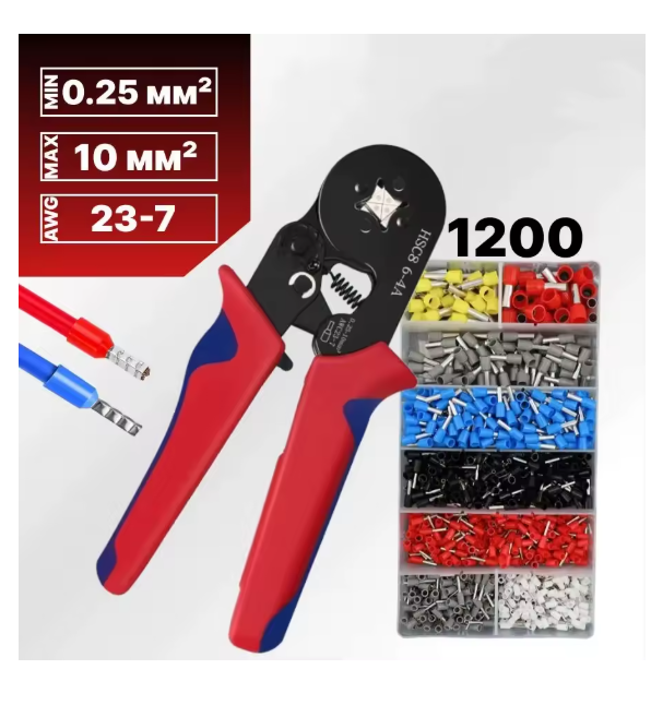 HSC8 6-4A Crimping Pliers Tubular Terminal Wire Ferrule Crimper Tools for Household Electrical Kit with Box Ferrule Pliers