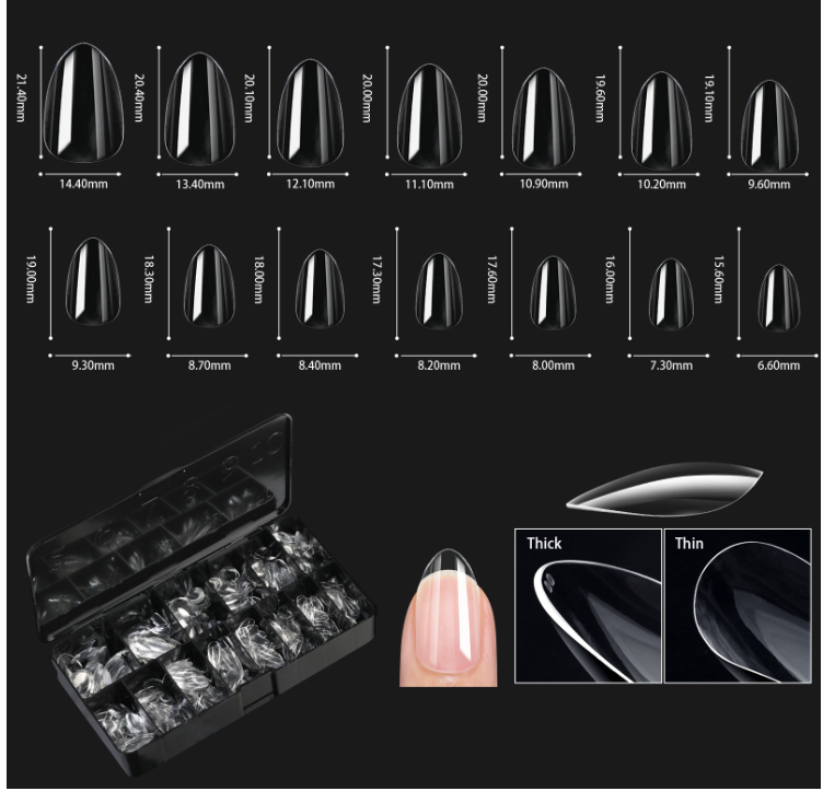 European and American special nail art nail tips transparent nail tips nail shape nail art traceless false nails boxed coffin nails cross-border supply