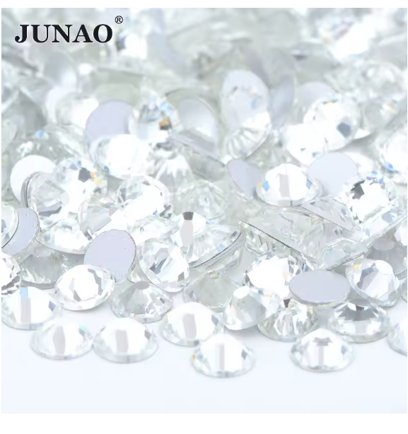 JUNAO SS3 SS4 SS16 SS20 SS30 Clear Crystal Flatback Glass Rhinestones Non Hotfix Strass Appliques Nail Art Stones for DIY Crafts