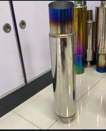 SYPES Car universal exhaust pipe high quality Inline drum muffler modified pipe tail pipe Stainless Steel silver exhaust tip hks