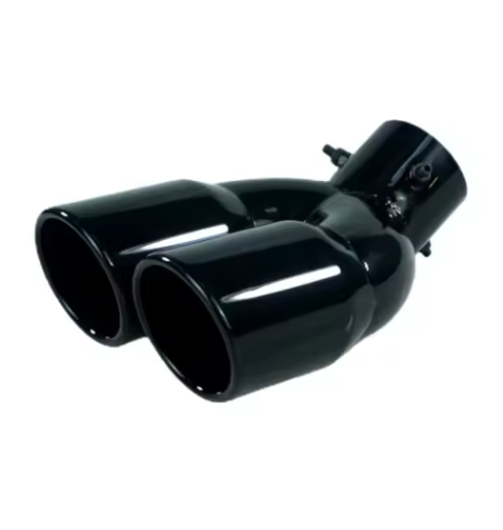 RESO Universal Car 63mm Inlet Diameter 76mm Outlet Double-Barrel Rear Exhaust Tip Tail Pipe Muffler Stainless Steel