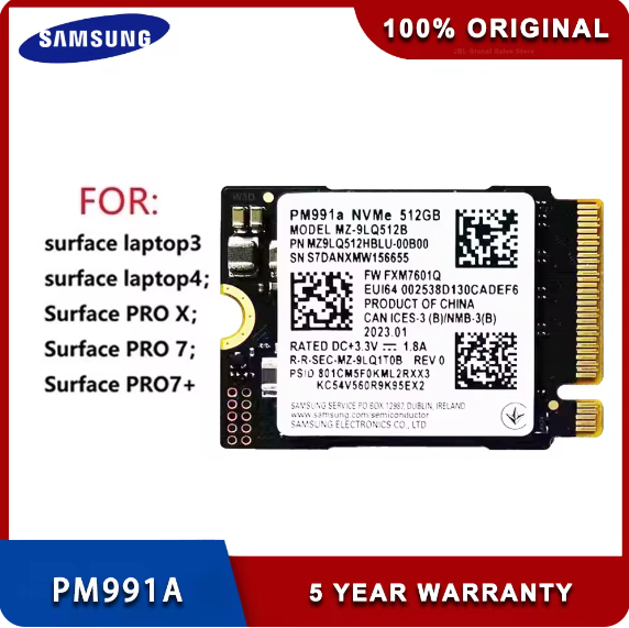 Samsung PM991a 1TB SSD M.2 2230 Internal Solid State Drive PCIe PCIe 3.0x4 NVME SSD For Microsoft Surface Pro 7+ Steam Deck