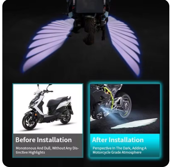 2 Pieces Motorcycle LED Underbody Light Projector Ghost Angel Wings Laser Light