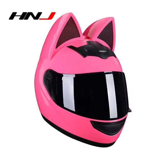 Motorcycle Helmet Pink Cute Cat Ear Detachable Motorcycle Motorcross Casco Full Face Capacete For Girl Knight DOT Certification