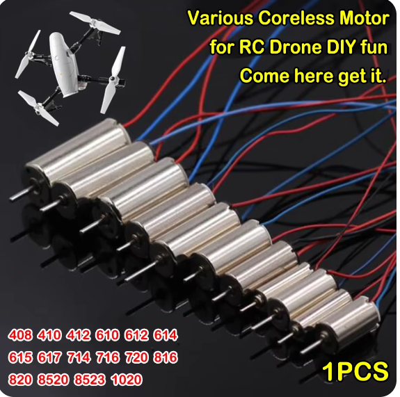 1PCS DC 3V-3.7V Coreless Motor 0408 412 610 612 614 615 720 816 820 8520 1020 High Speed Aircraft Strong Magnetic RC Drone