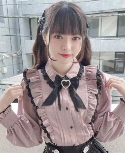 Kawaii Women Shirts Lolita Y2K Cute Japanese Style Blouse Elegant Long Sleeve Sweet Tops Casual Office Ladies Aesthetic Shirt