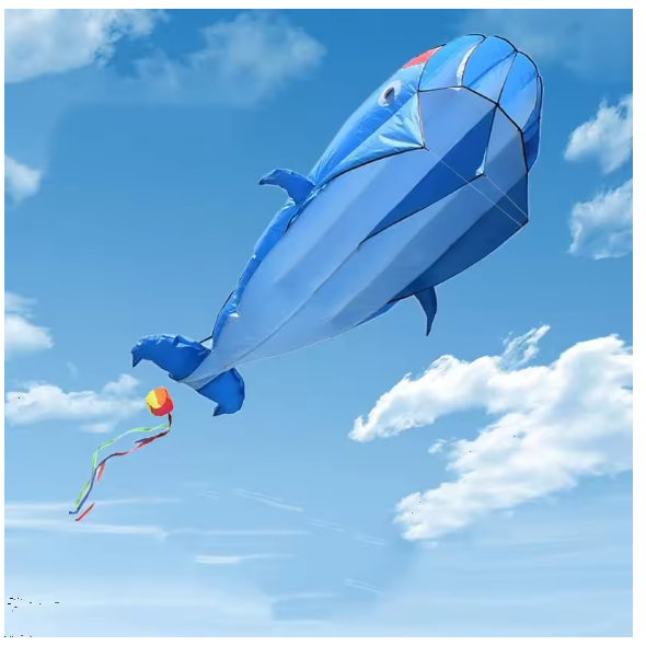2.2 Meter 3D Giant Dolphin Whale Shape Flying Kite Parafoil Sports Software Paragliding Beach Kite Outdoor Toys For Adult Kids