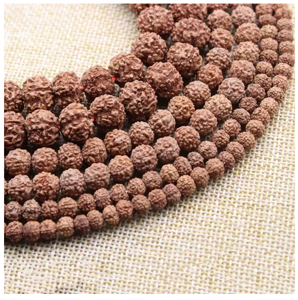 Natural Rudraksha Mala 108 Beads Wood Spacer Bead 6 8 10 12 mm Prayer Buddhist for Necklaces Jewelry Making Bracelet Accessories
