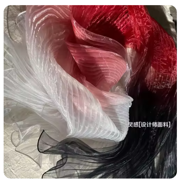 Organza Fabric Water Gloss Yarn Crushed Multi Color Gradient Dress Designer Cloth Diy Apparel Sewing Polyester Nylon Material