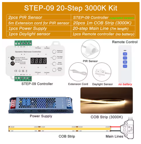 Stair Light Strip Motion Sensor Switch Easy Installation No Need Wiring DC 12V 24V LED Strip House Step Stairs Lighting