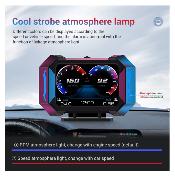 Car OBD GPS HUD P25 Head Up Display LCD OBD Vehicle Speed Water Temperature Gauge Voltmeter Fuel Consumption Multifunctional