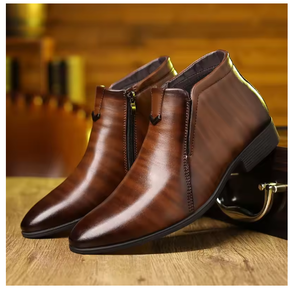 Retro Men Ankle Boots Luxury High-top Men Leather Shoes High Quality Non-Slip Motorcycle Boots Fashion Zipper Men Boots Big Size
