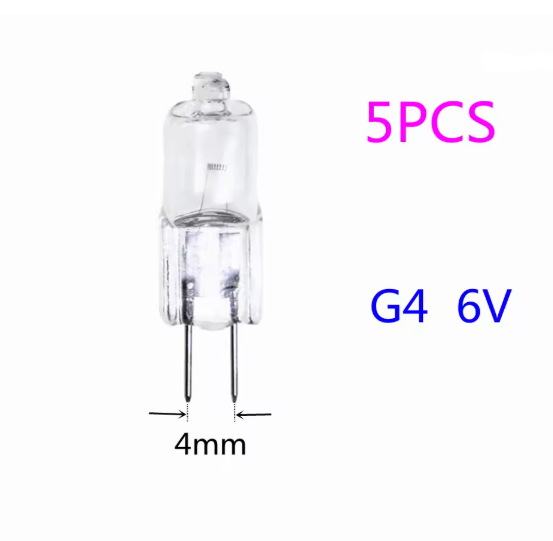 5PCS G4 6V 5W G4 6V 10W G4 6V 15W G4 6V 20W G4 6V 25W G4 6V 30W G4 6V 35W microscope light instrument bulb g4 6v microscope bulb