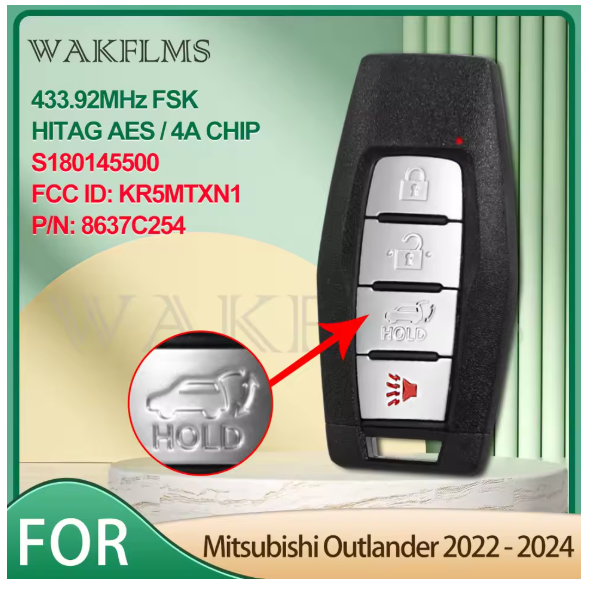 KR5MTXN1 For Mitsubishi Outlander 2021 2022 2023 433MHz 4A Chip Smart Car Key 8637C254 8637C253 8637C252 8637C251