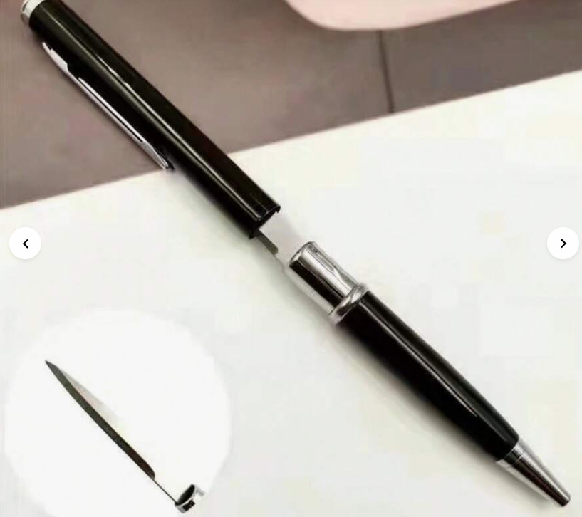 One Metal Multifunctional Self-Defense Pen With A Knife, A Ballpoint Pen, And Capable Of Writing And Opening Packages.