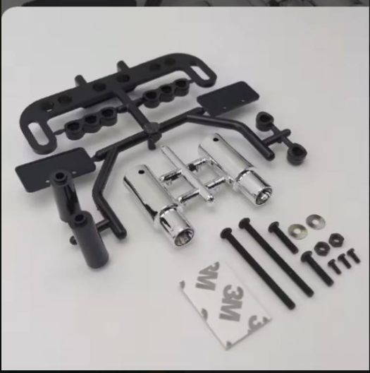 1/10 Scale RC Car Plastic Double Exhaust Pipe Muffler Licence Plate Bracket Model Hobby On-road Off-road Drift Touring