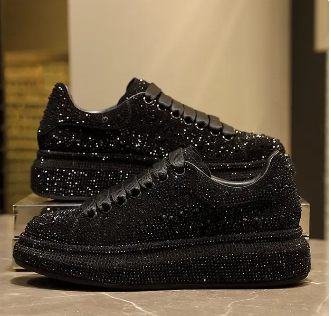 Casual Sneakers Women's 2023 New Platform Rhinestones Thick-soled Shoes Shining Crystal Sports Shoes for Women Zapatos Mujer