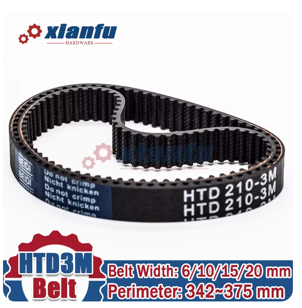 HTD 3M Timing Belt Rubber Lp=342 345 348 351 354 357 360 363 366 369 372 375mm Width 6/10/15/20mm Perimeter Closed Loop Belt