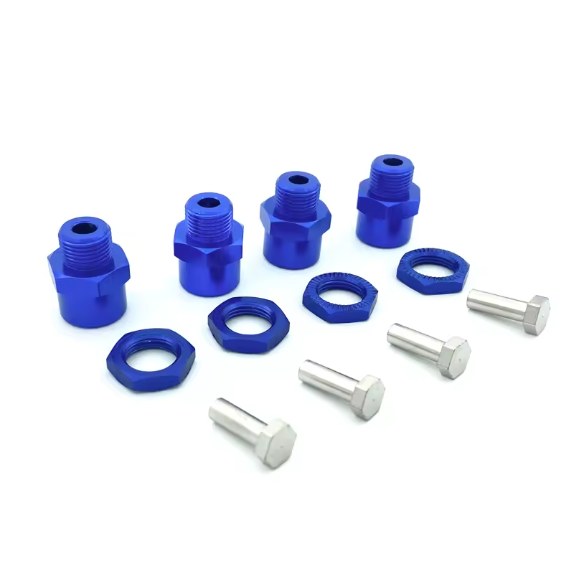 4PCS Aluminum Alloy Hex Adapter 12mm To 17mm Wheel Hex Hubs Adapter Extension Conversion Nuts for 1/10 RC Car Upgrade 1/8 Tires