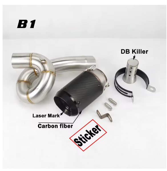 Slip-on for Kawasaki ZX6R ZX636 2009-2017 Motorcycle Exhaust Middle Link Pipe 51mm Twisted Carbon Fiber Escape Moto DB Killer