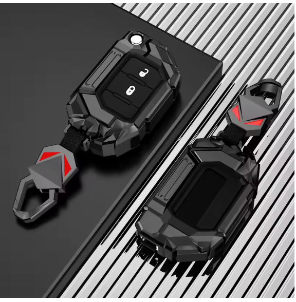 2 3 4 Buttons Metal Car Key Case Protect Skin Cover Rubber Bag Holder for Jeep Wrangler JL JLU 2018 2019 Keychain Accessories