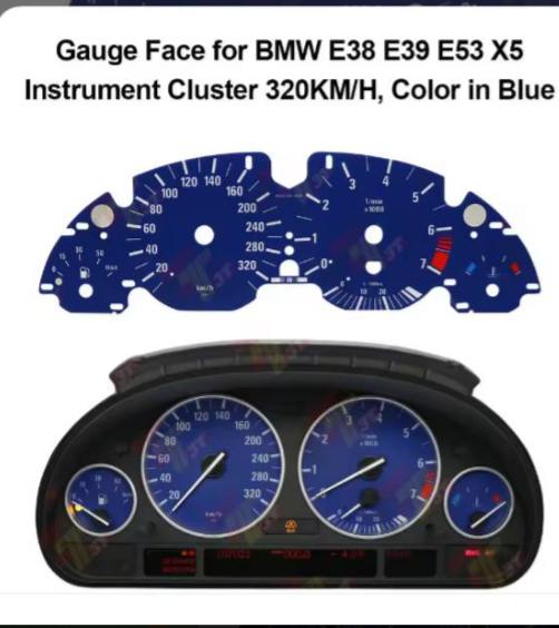 Gauge Face Overlay for BMW E38 E39 E53 X5 Instrument Cluster 240km/h 320KM/H Blue Black Red