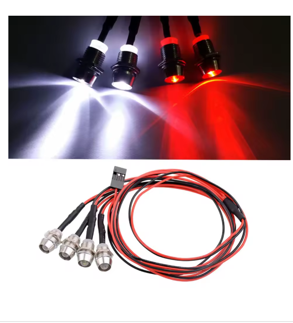 4pcs LED Light Headlight Kit 5mm for 1/5 1/8 1/10 1/12 1/16 Remote Control Vehicle Models
