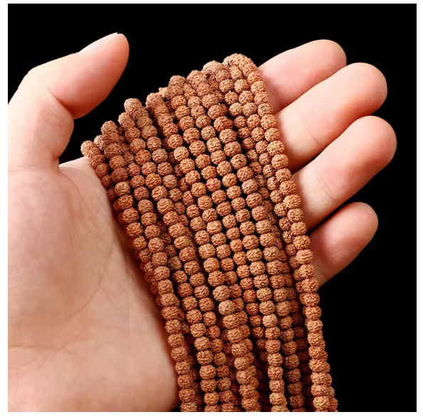 5/7/9mm New Natural Rudraksha Japan Mala 108 Bead Hindu Prayer Meditation Buddhist for Meditation Practice Bracelet Jewelry Gift