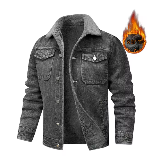 New Winter Men Fleece Warm Denim Jackets High Quality Male Multiple pockets Jeans Coats New Fashion Man Casaul Denim Coats 5XL