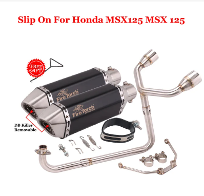 For Honda MSX125 MSX 125 Motorcycle Exhaust Full System Modified Double Hole Escape Moto Muffler 51mm Front Middle Link Pipe