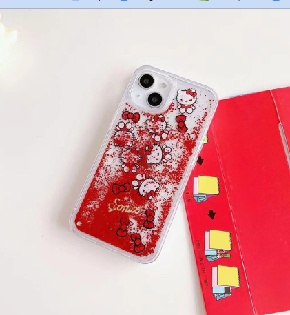 Kawaii Hello Kitty Luxury Quicksand Phone Cases For iPhone 14 13 12 11 Pro Max XR XS MAX 8 X 7 SE Y2k Girl Shockproof Soft Shell