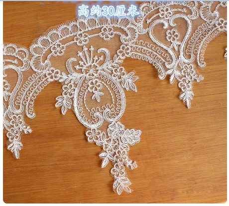 1Yard Ivory High Quality Lace Trim Wedding Dress Accessories DIY Manual Cloth Bridal Veil Headdress Fake Collar Material