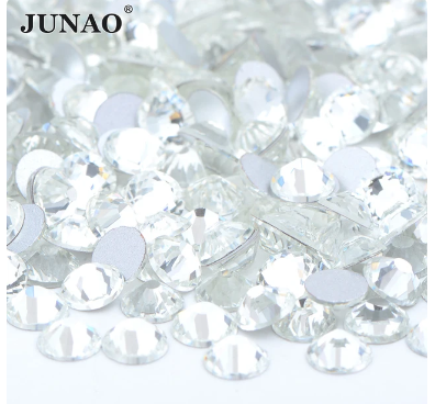JUNAO Wholesale 100Gross SS3 4 5 6 8 10 12 16 20 30 Top Quality Clear Crystal Flatback Glass Rhinestone Applique Nail Art Stones
