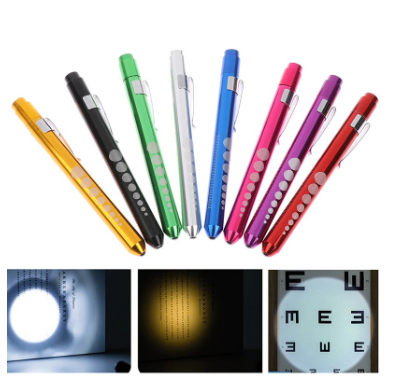 LED Flashlight Work Light First Aid Pen Light Torch Lamp Pupil Gauge Measurement Portable Medical Pen light