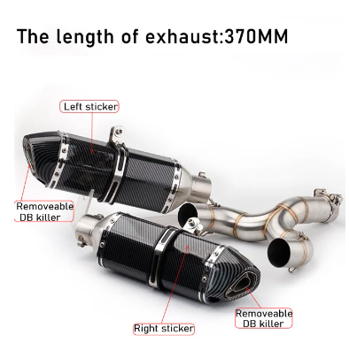 2pcs 51mm Motorbike Motocross Exhaust Motorcycle Middle Pipe Escape + 1pcs Muffler Exhaust Mid Link Pipe for Benelli 600 BN 600