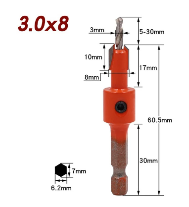 1Pcs Countersink Drills Bits Hex Shank Countersunk Head Drilling Bit Woodworking Step Drill Screw Extractor Demolition