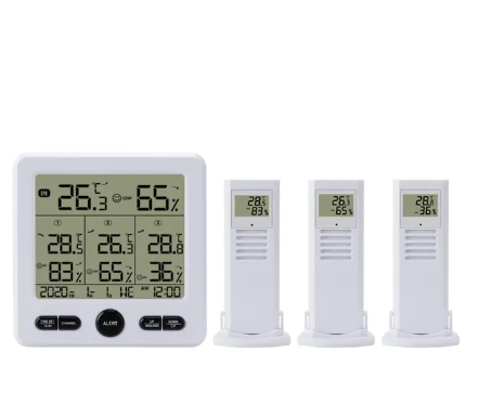 TS-6210 Wireless Weather Station Indoor/Outdoor LED LCD Display Digital Temperature Humidity Meter Trend Alarm 3 Remote Sensors