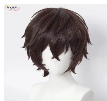 High Quality Dazai Osamu Cosplay Wig Anime Bungo Stray Dogs Cosplay Short Brown Heat Resistant Synthetic Hair Wigs + Wig Cap