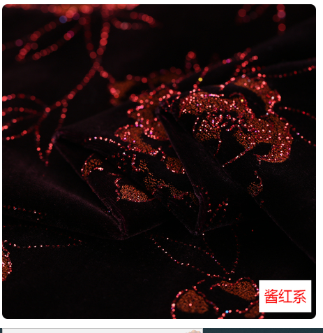 Bronzed natural mulberry silk velvet fabric for dress thickening fabric cheongsam dress velvet fabric burnout silk cloth