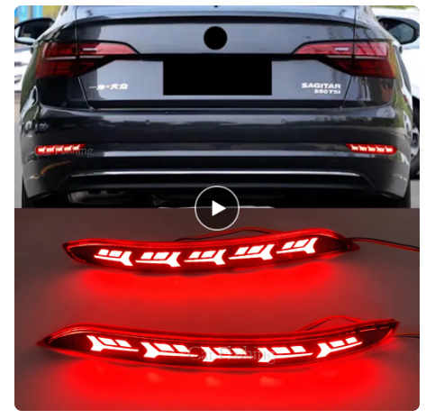 2Pcs Led Rear Bumper Reflector Lights For Volkswagen Sagitar MK7 2019 2020 2021 2022 Car Tail Driving Brake Turn Siganl Light