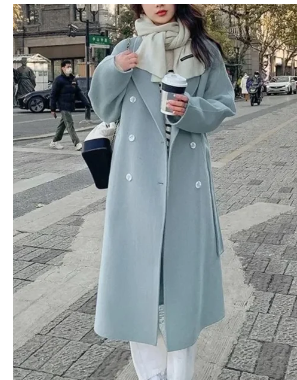 Casual Loose Woolen Coat Korean Fashion Women Elegant and Chic Solid Outerwear Long Overcoat with Belted Female Warm Cloak