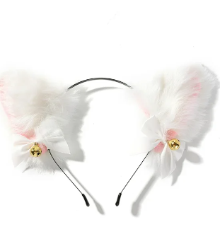 Sexy Cat Ears Headband for Women Girls Lace Bow Necklace Plush Bell Hairband Cosplay Masquerade-Party Costume Hair Accessories