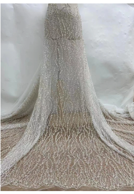 15Y Hot Sale High End Fashion Design French Top Quality White Beads With Sequins Luxury For Wedding Dresses in 2022