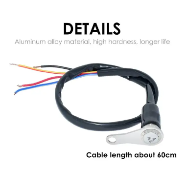 Motorcycle turn button Switch ON+OFF Handlebar Mount Push Button Work Light Control 12V Red LED For Headlight Fog Light