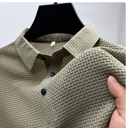 High-end Men's Bamboo Joint Hollow Short-sleeved Polo Shirt Ice Silk Breathable Business Fashion T-Shirt Male Brand Clothes Top